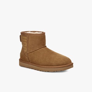 Ugg Classic Mini Rubber Logo Women Classic Boots Brown (7506KNWHY)